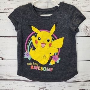 Jumping Beans Pokémon Pikachu‎ Gray Short Sleeve Shirt Size 4